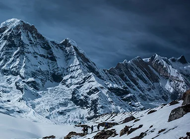 Beautiful View Mountains Covered Snow Annapurna Conservation Area Chhusang Nepal
