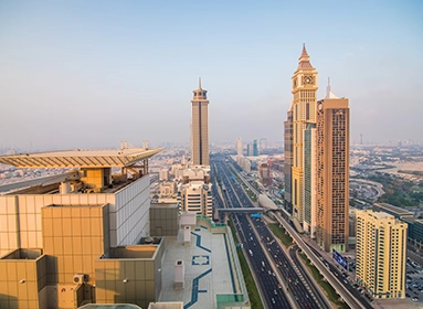 dubai-skyline-sunset-time-united-arab-emirates